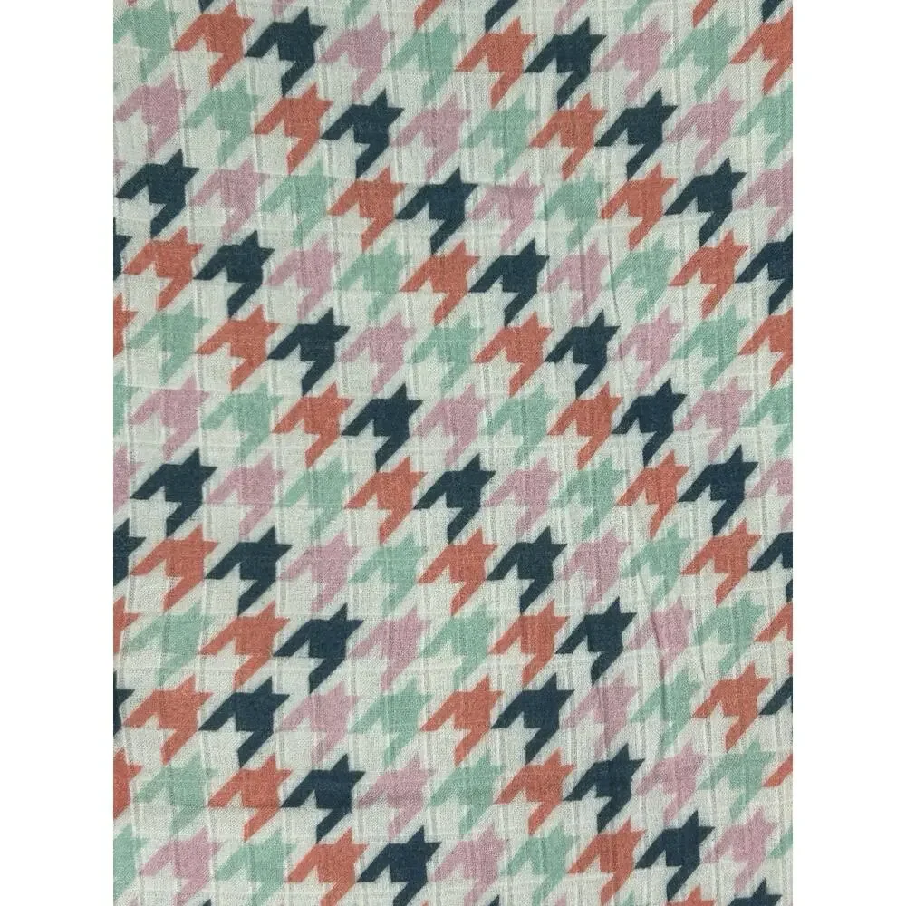 Tula Houndstooth Muslin Bamboo Baby Blanket Orange Pink Navy Blue Mint Green